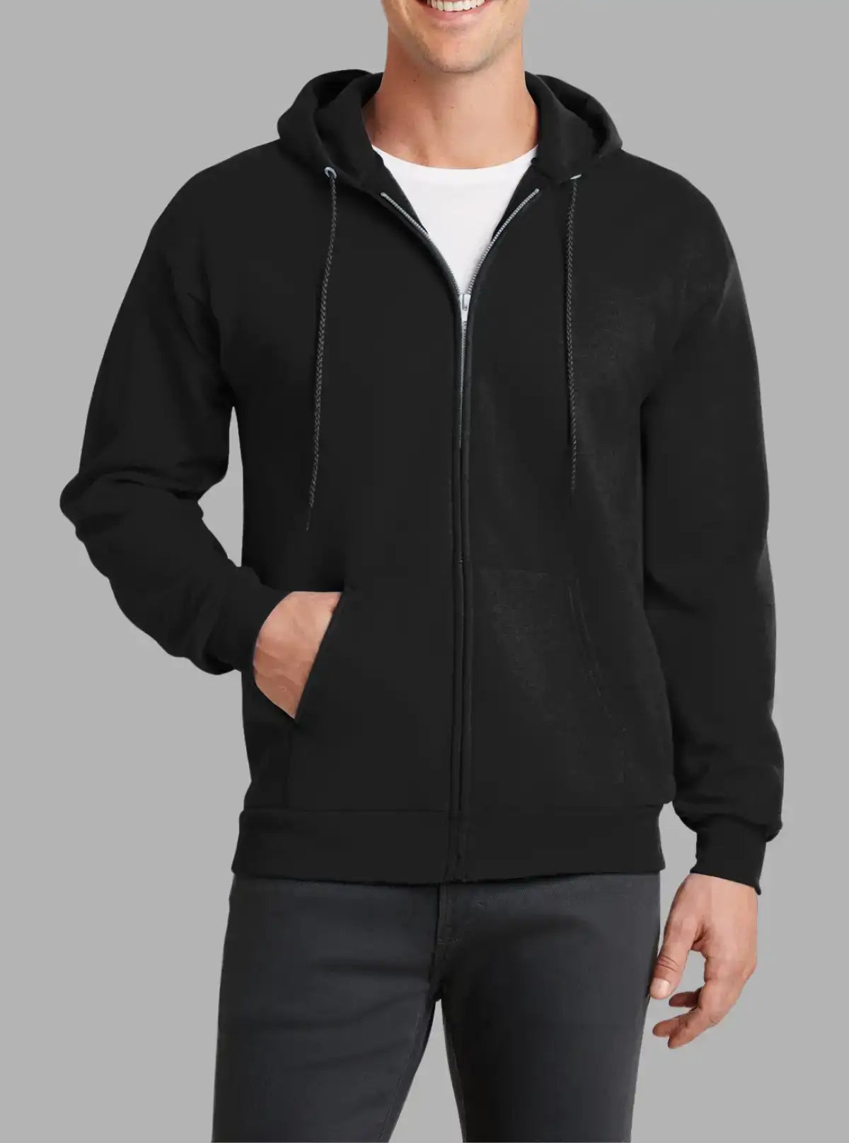 Men’s Black Hooded Zipper Sweatshirt 300gsm | Promo Thread