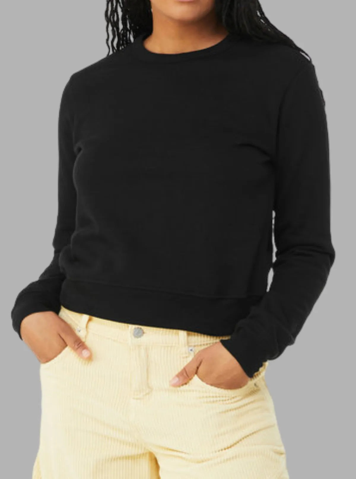 Women’s 300gsm Black Crew Neck Sweatshirt – Poly Cotton Soft Wear