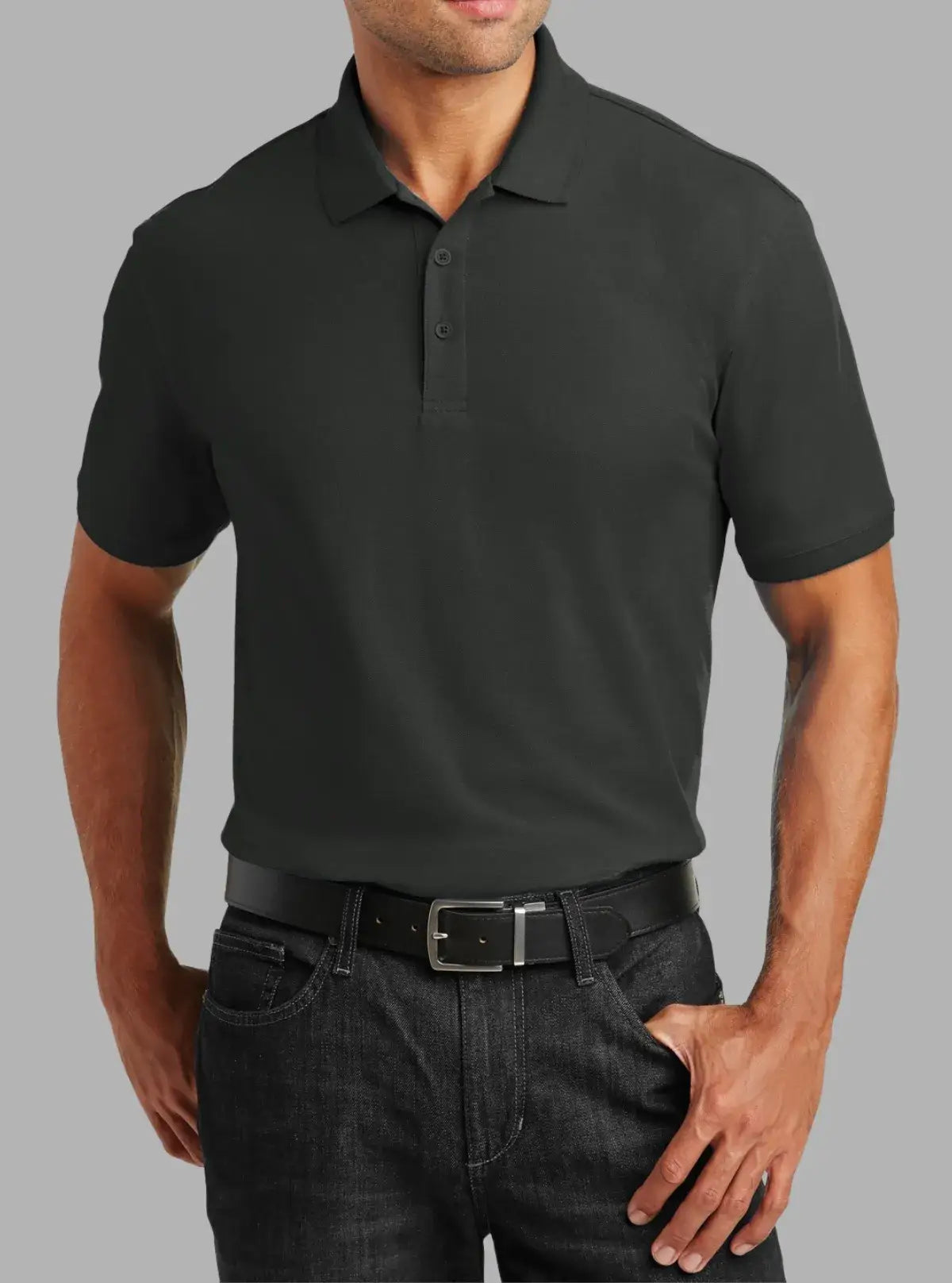 Men’s Black Pique Polyester Polo T-Shirt | Promo Thread