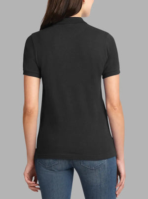 Women’s Black Solid Polo T-Shirt 240 GSM Cotton | Promo Thread