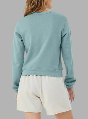 Women’s 300gsm Ocean Blue Crew Neck Sweatshirt – Poly Cotton