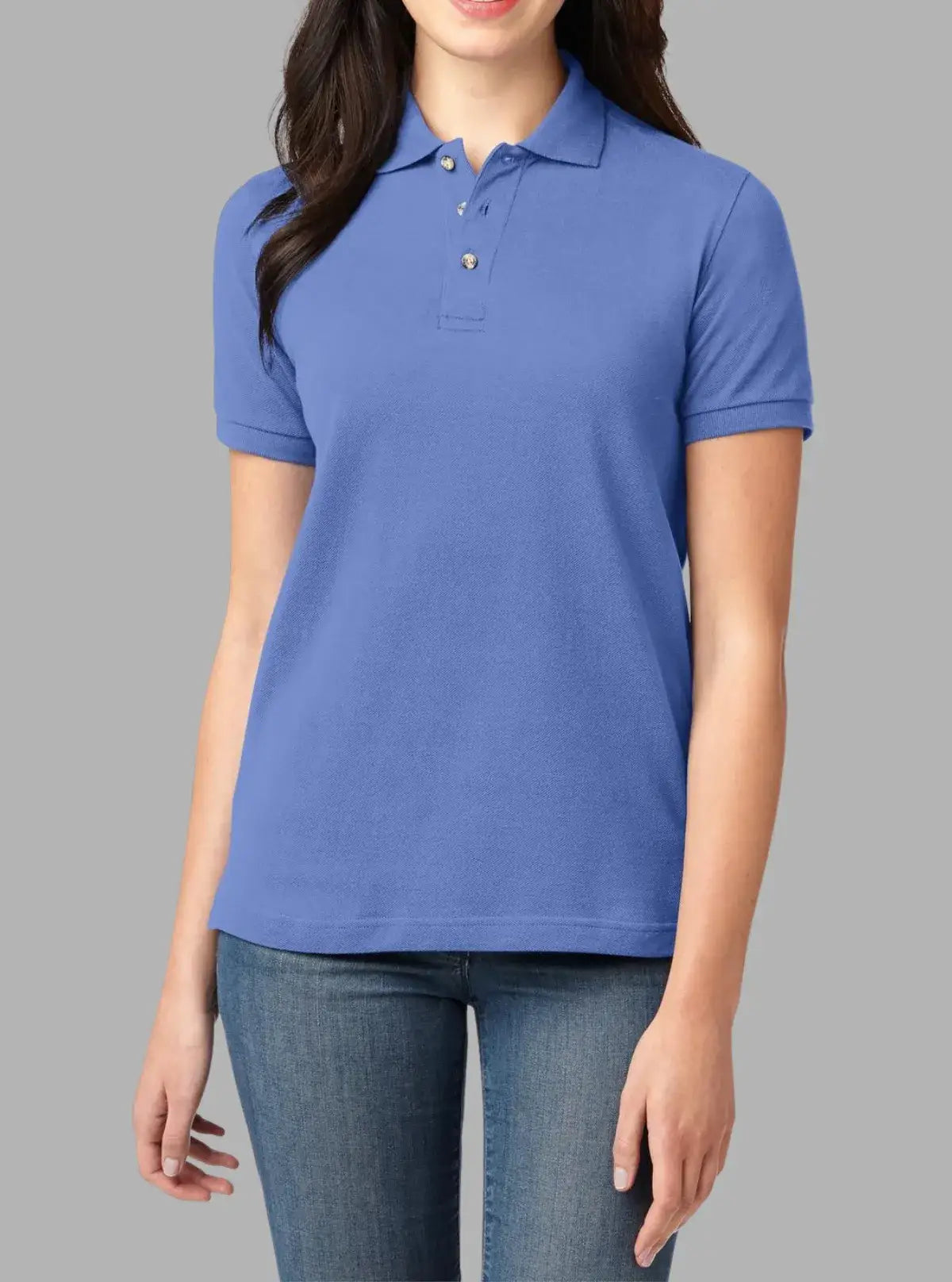 Women’s Blueberry Solid Polo T-Shirt 240 GSM Cotton | Promo Thread