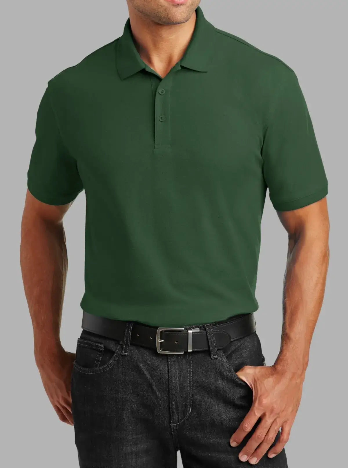 Men’s Bottle Green Polyester Pique Polo T-Shirt | Promo Thread