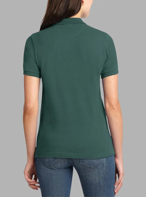 Women’s Bottle Green Solid Polo T-Shirt 240 GSM Cotton | Promo Thread