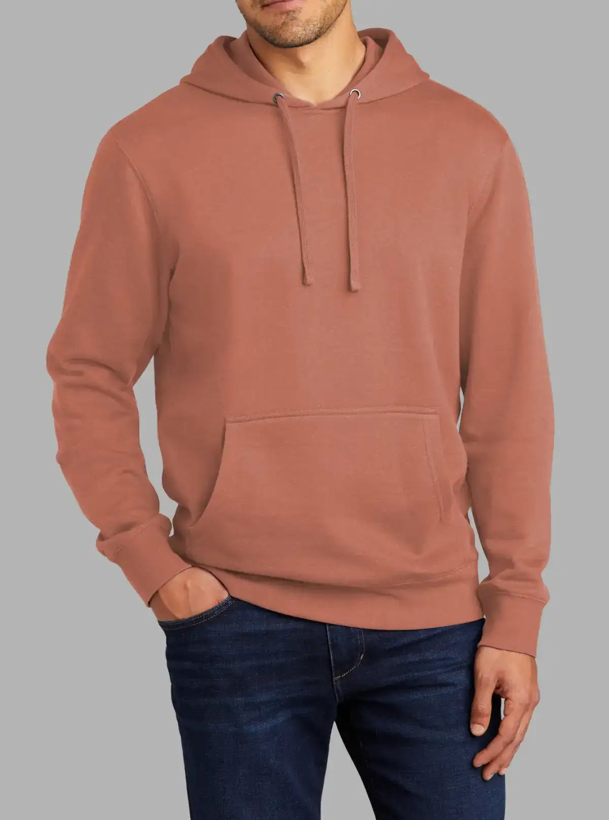 Men’s Brick Red 300gsm Hooded Sweatshirt | Premium Poly Cotton