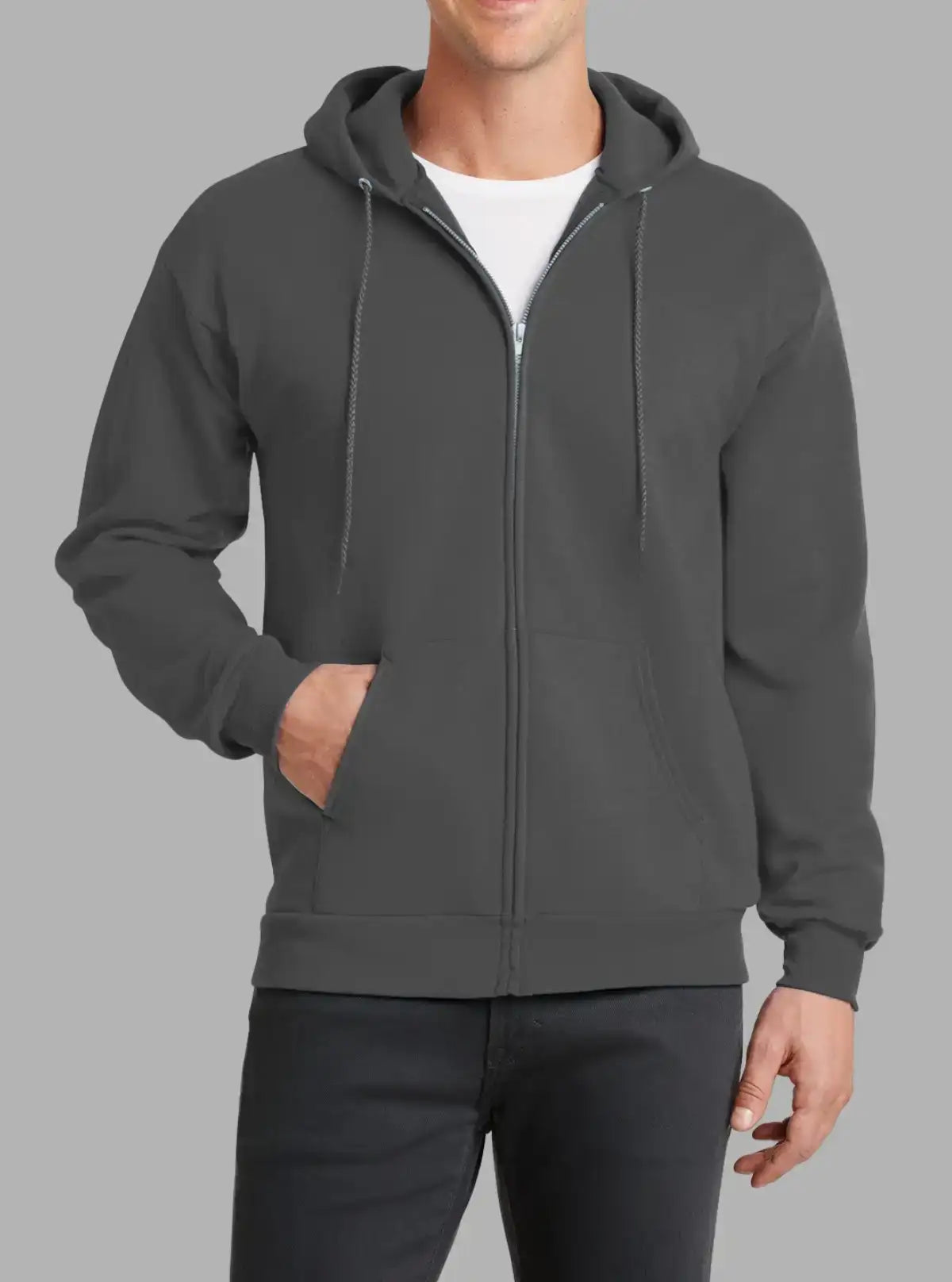 Men’s Charcoal Hooded Zipper Sweatshirt 300gsm | Promo Thread