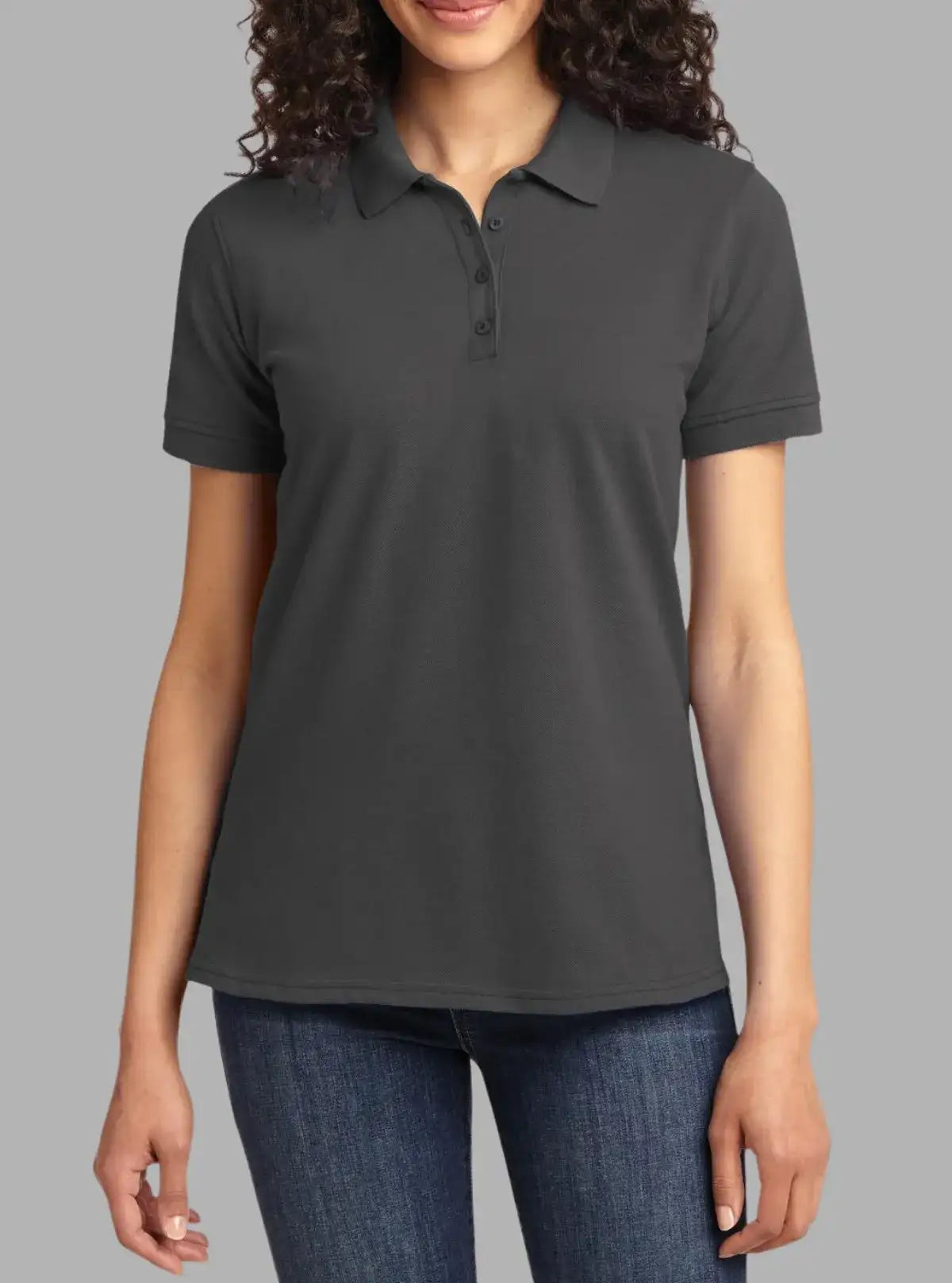 Women’s Charcoal Piqué Polyester Polo T-Shirt 200 GSM | Promo Thread
