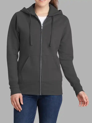 Women’s 300gsm Charcoal Zipper Hoodie – Soft Poly Cotton Sweatshirt
