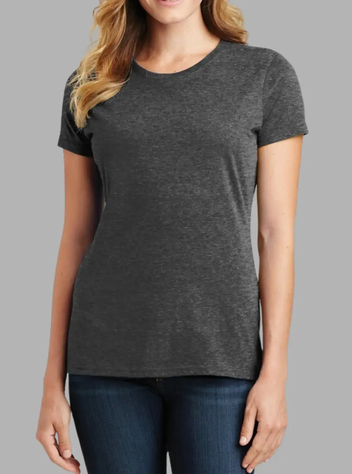 Women’s Charcoal Melange 180 GSM Cotton T-Shirt | Soft Bio-Wash – Promo Thread