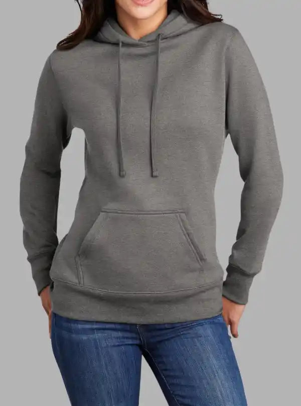 Women’s 300gsm Charcoal Melange Hoodie – Soft Poly Cotton Sweatshirt
