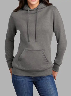 Women’s 300gsm Charcoal Melange Hoodie – Soft Poly Cotton Sweatshirt
