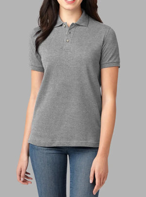 Women’s Charcoal Solid Polo T-Shirt 240 GSM Cotton | Promo Thread