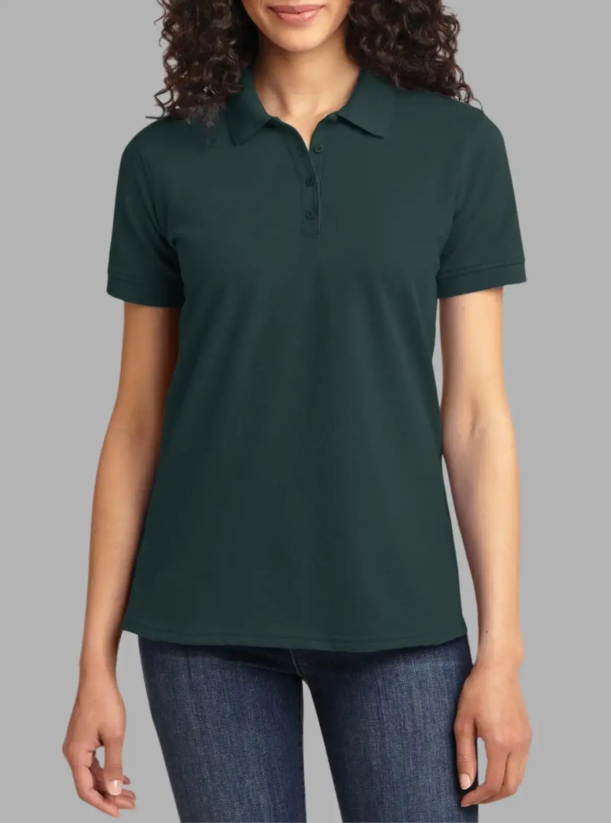 Women’s Dark Green Piqué Polyester Polo T-Shirt 200 GSM | Promo Thread