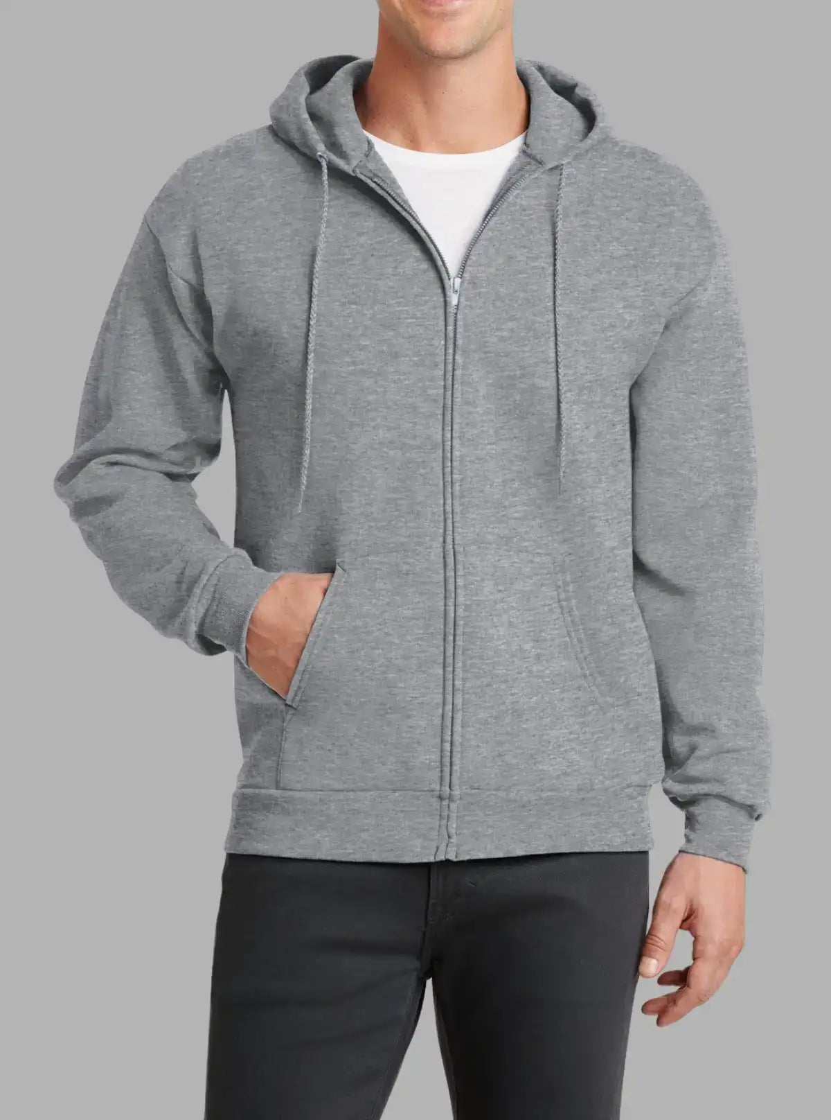 Men’s Hooded Zipper Sweatshirt 300gsm Dark Grey Melange – Promo Thread