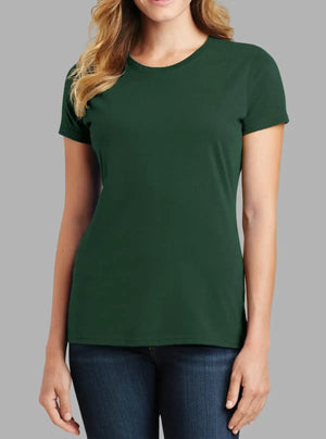Women’s Forest Green 180 GSM Cotton Crew Neck T-Shirt | Soft & Durable