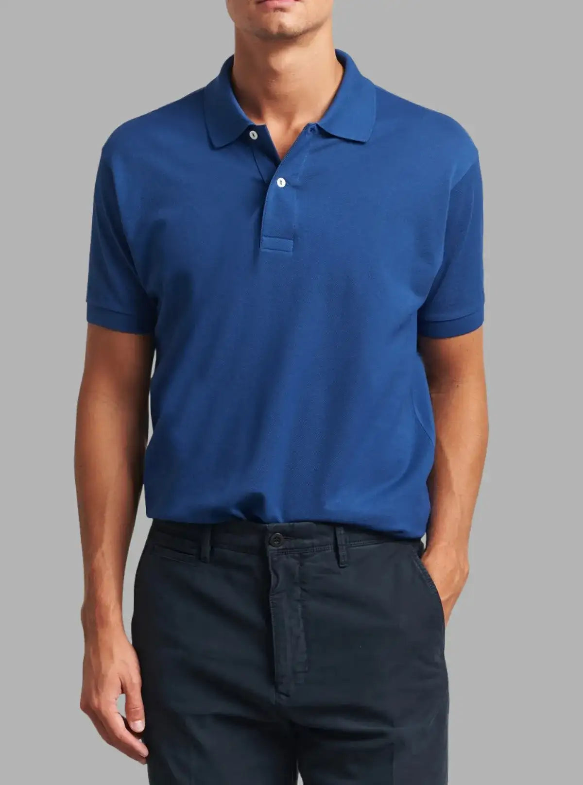 Men’s Pike France Blue Solid Polo T-Shirt 100% Cotton | Promo Thread