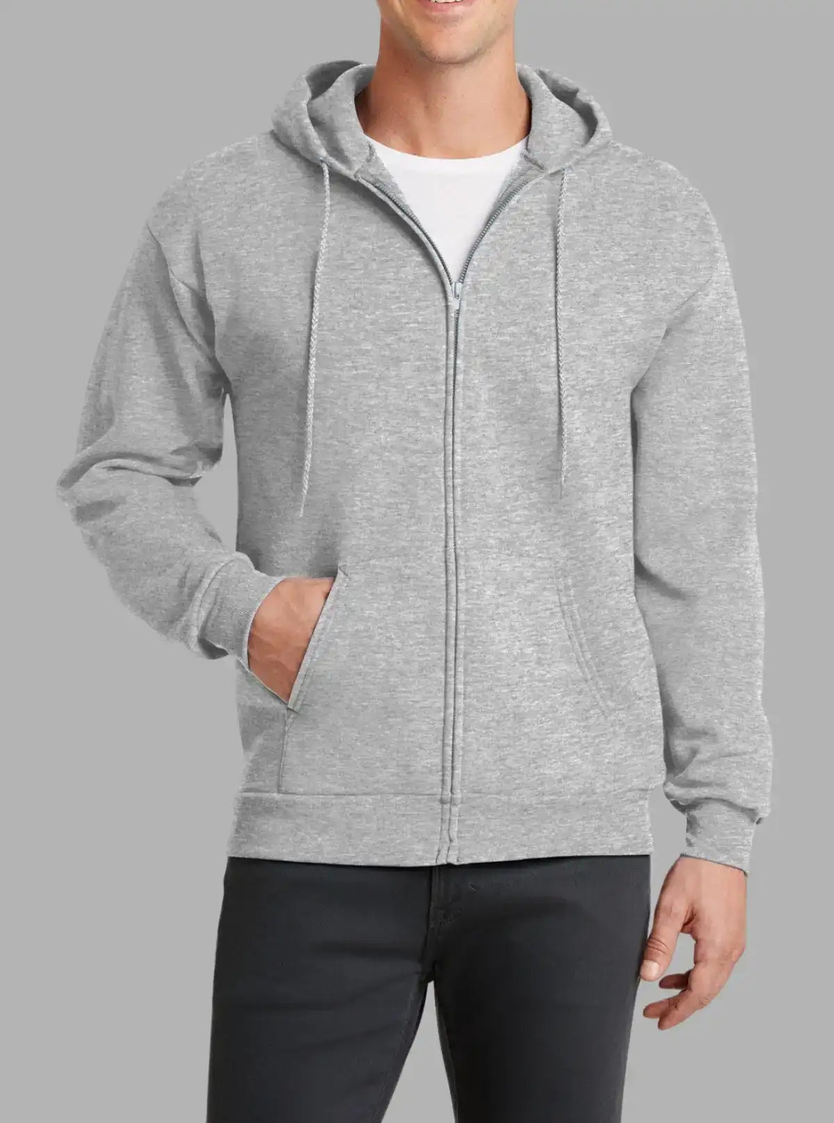 Men’s Grey Melange Hooded Zipper Sweatshirt 300gsm – Promo Thread