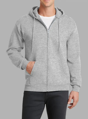 Men’s Grey Melange Hooded Zipper Sweatshirt 300gsm – Promo Thread