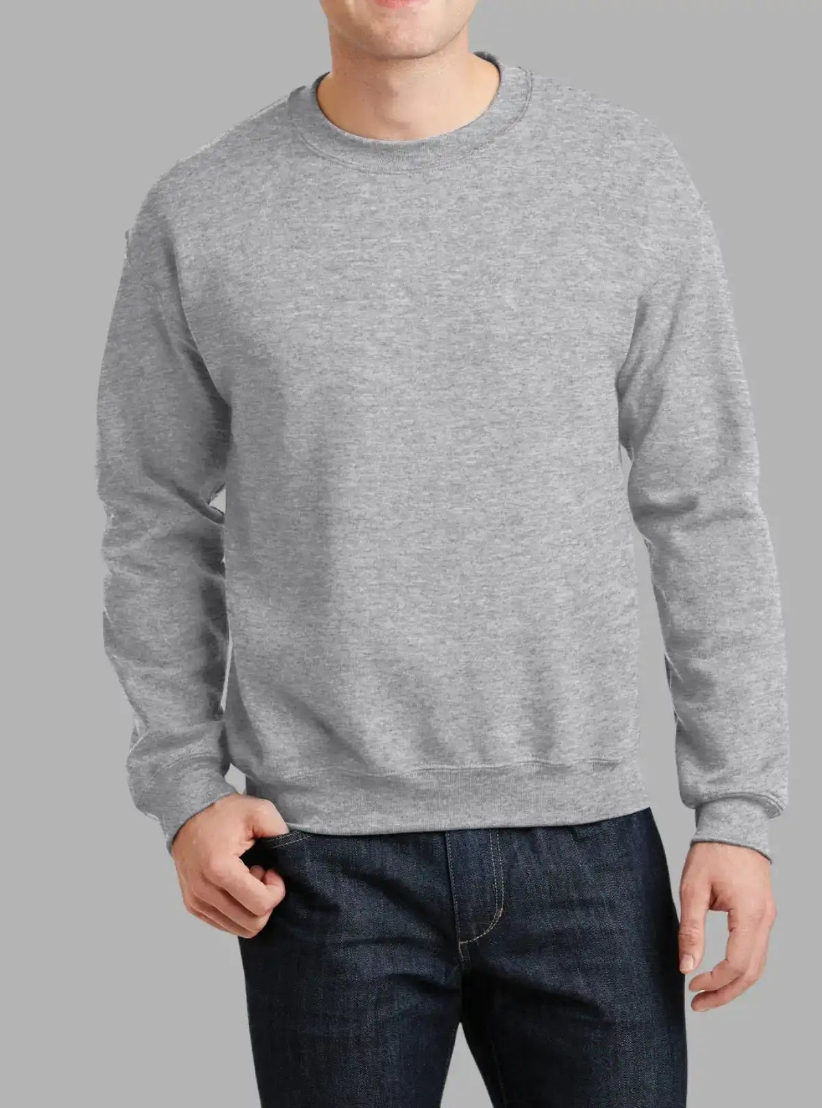 Men’s Grey Melange 300gsm Crew Neck Sweatshirt | Promo Thread