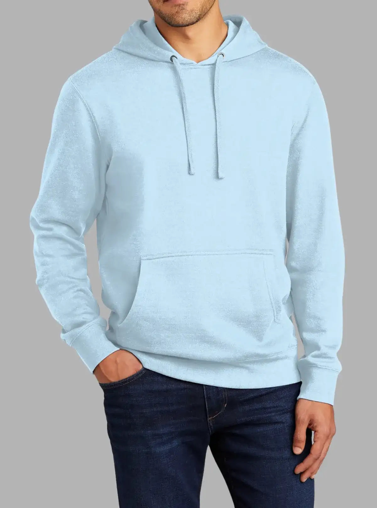 Men’s Ice Blue 300gsm Hooded Sweatshirt | Premium Poly Cotton