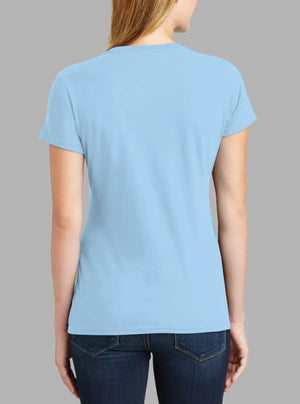 Women’s Light Blue 180 GSM Cotton T-Shirt | Soft Bio-Washed Tee