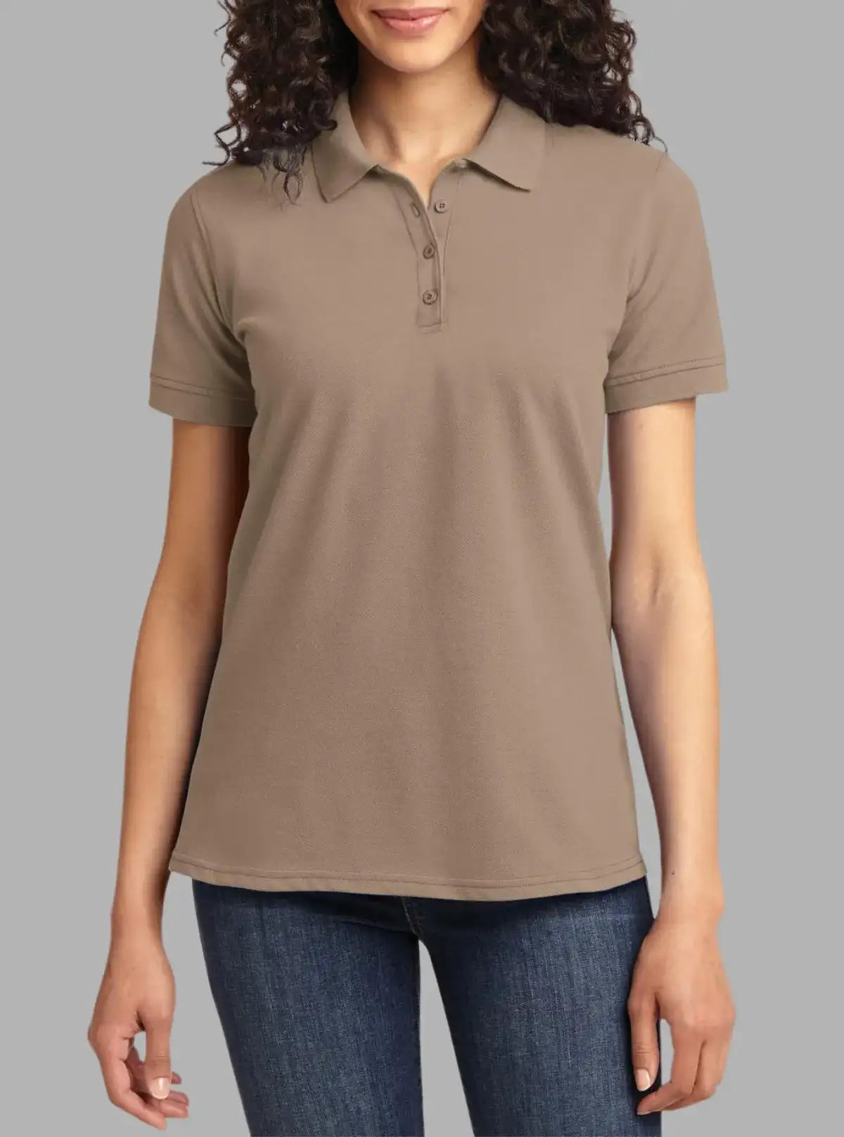 Women’s Light Brown Piqué Polyester Polo T-Shirt 200 GSM | Promo Thread
