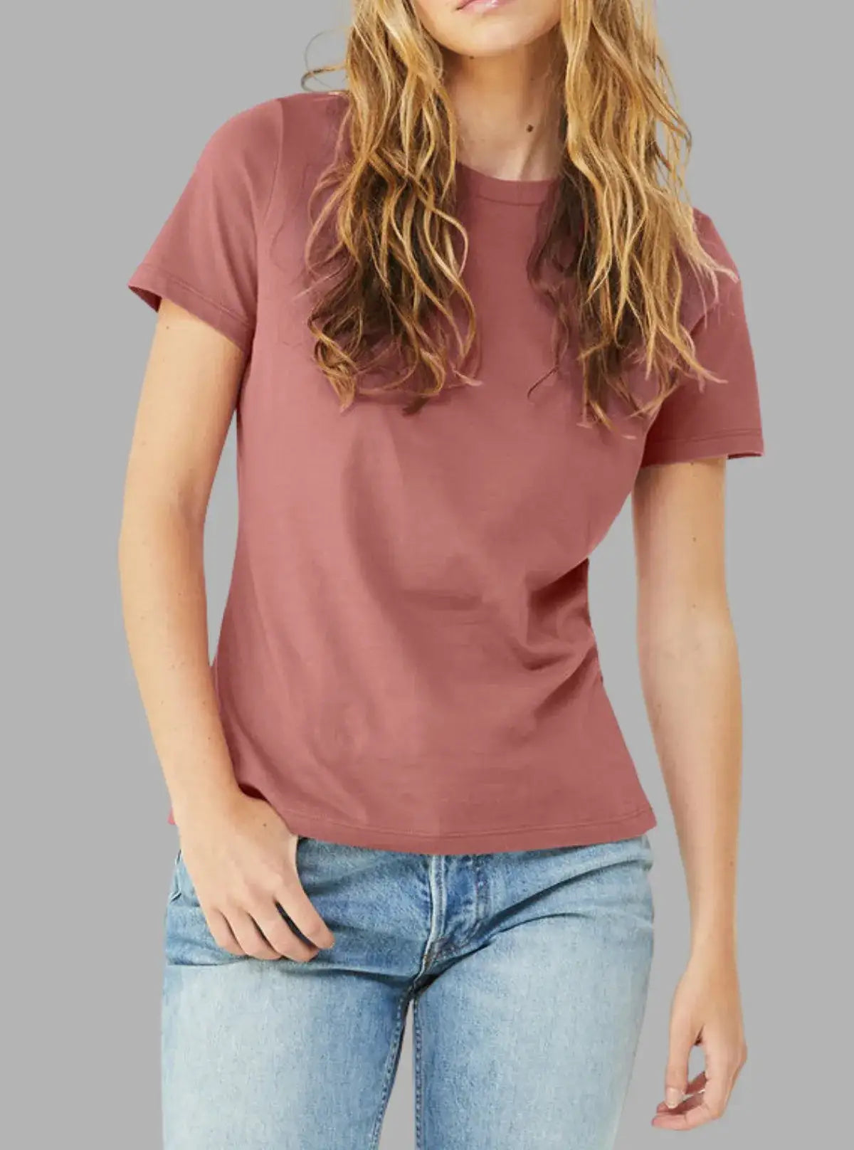 Women’s Mauve 180 GSM Cotton T-Shirt | Soft Crew Neck Tee