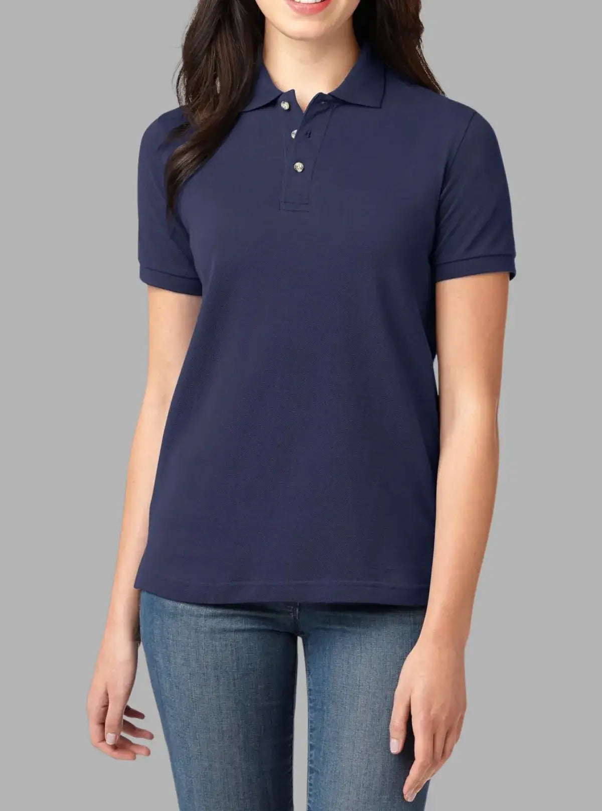Women’s Navy Solid Polo T-Shirt 240 GSM Cotton | Promo Thread