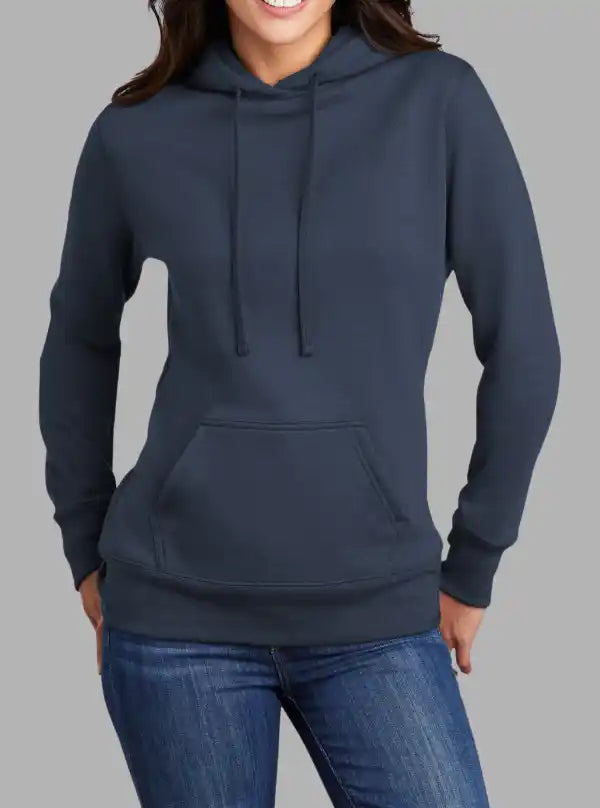 Women’s 300gsm Navy Hoodie – Poly Cotton Sweatshirt by Promo Thread
