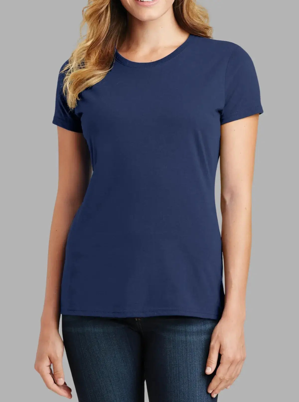 Women’s Navy Blue 180 GSM Cotton T-Shirt | Crew Neck Soft Tee