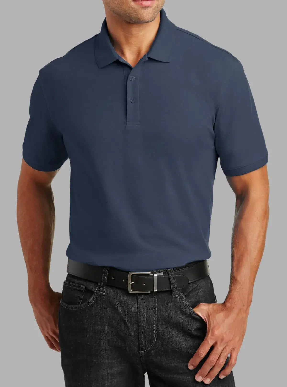 Men’s Navy Blue Polyester Pique Polo T-Shirt | Promo Thread