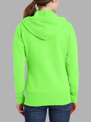 Women’s 300gsm Neon Green Zipper Hoodie – Soft Poly Cotton Sweatshirt