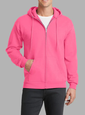Men’s Neon Pink Hooded Zipper Sweatshirt 300gsm – Promo Thread