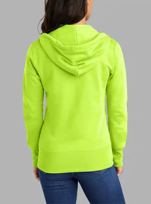 Women’s 300gsm Neon Yellow Zipper Hoodie – Soft Poly Cotton Sweatshirt