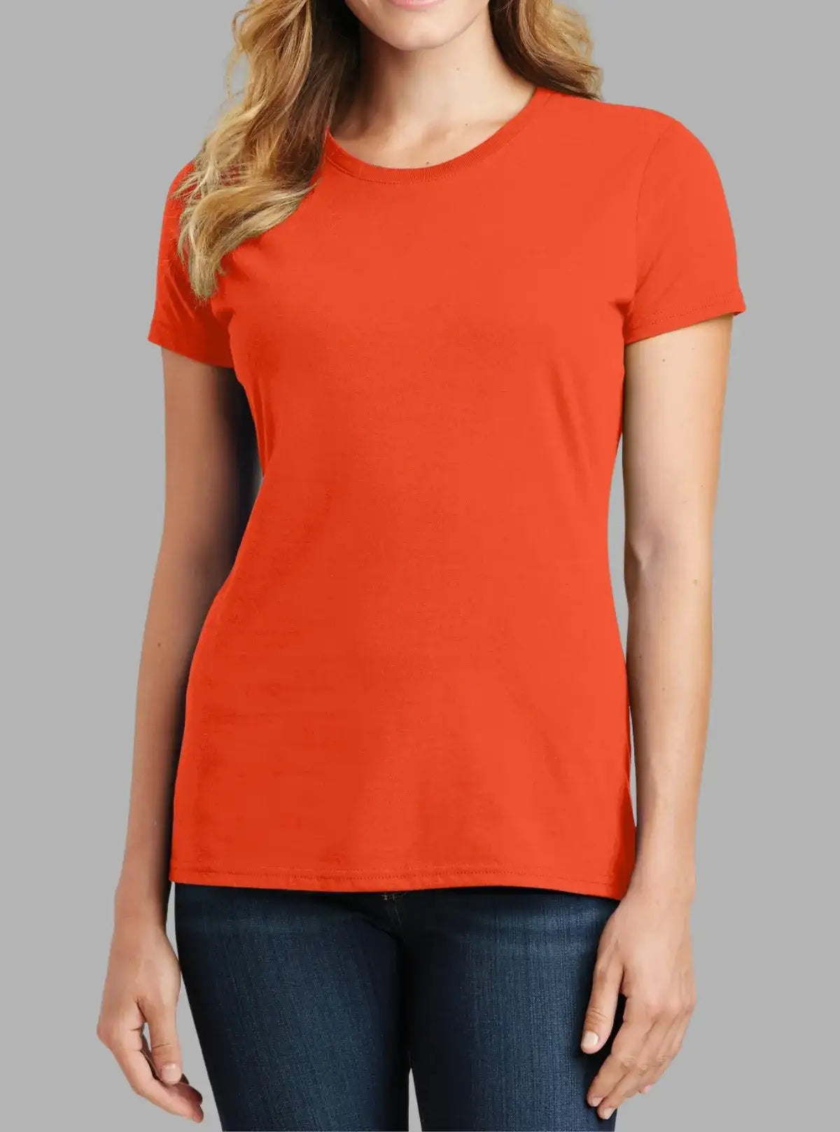 Women’s Orange 180 GSM Cotton T-Shirt | Soft Bio-Washed Tee