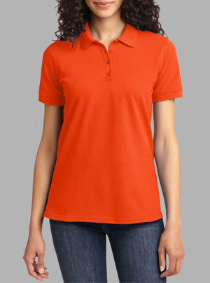 Women’s Orange Piqué Polyester Polo T-Shirt 200 GSM | Promo Thread