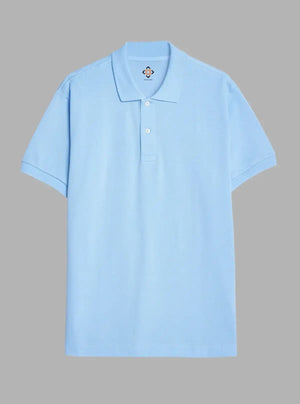 Men’s Pastel Blue Solid Polo T-Shirt 100% Cotton | Promo Thread