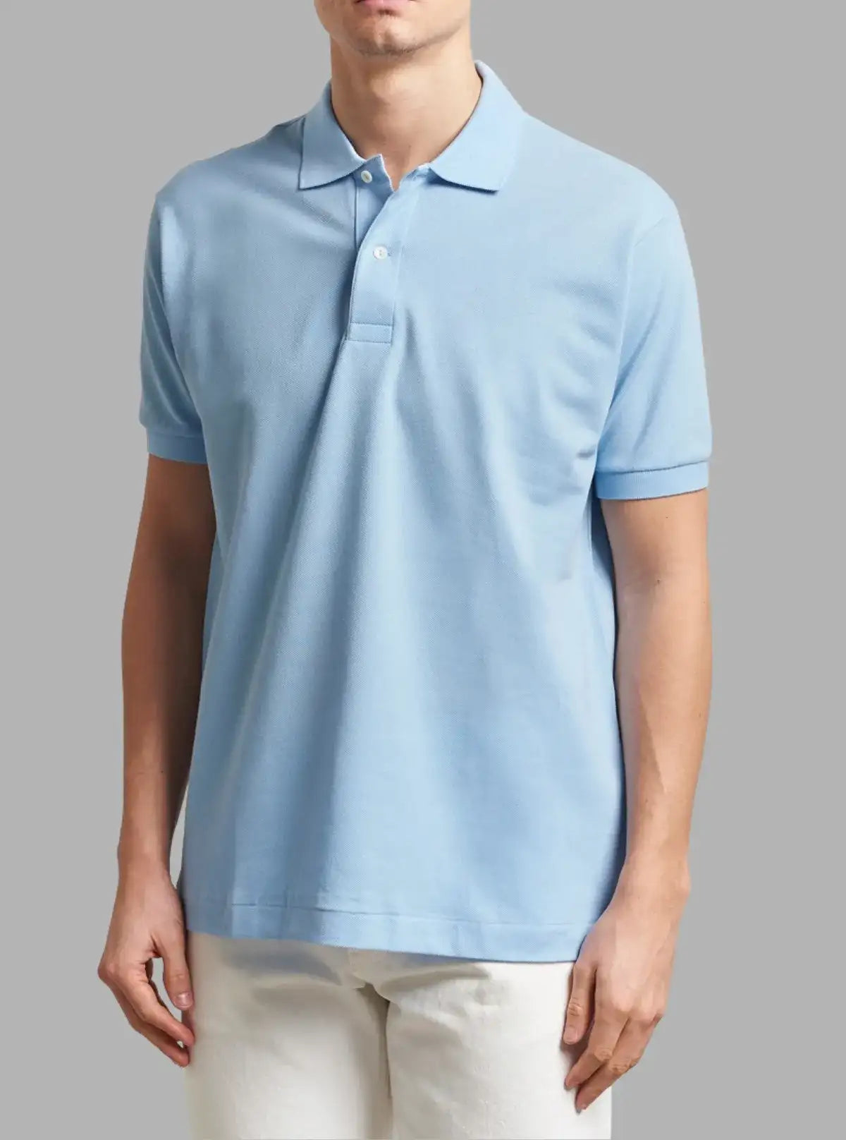 Men’s Pastel Blue Solid Polo T-Shirt 100% Cotton | Promo Thread