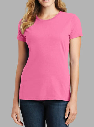 Women’s Pink 180 GSM Cotton Crew Neck T-Shirt | Soft & Durable