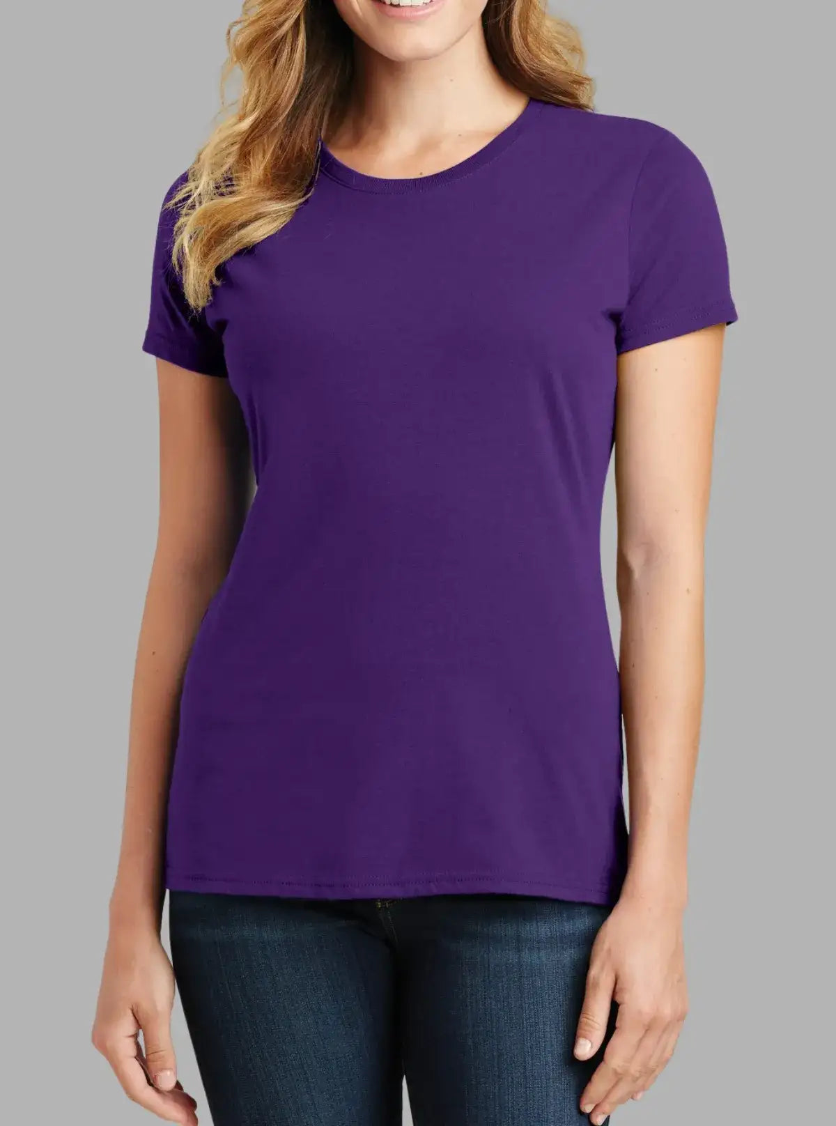Women’s Purple 180 GSM Cotton Crew Neck T-Shirt | Soft & Durable