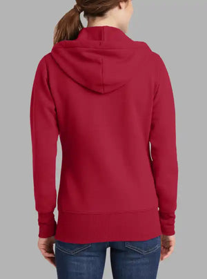 Women’s 300gsm Red Zipper Hoodie – Soft Poly Cotton Sweatshirt