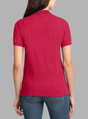 Women’s Red Solid Polo T-Shirt 240 GSM Cotton | Promo Thread