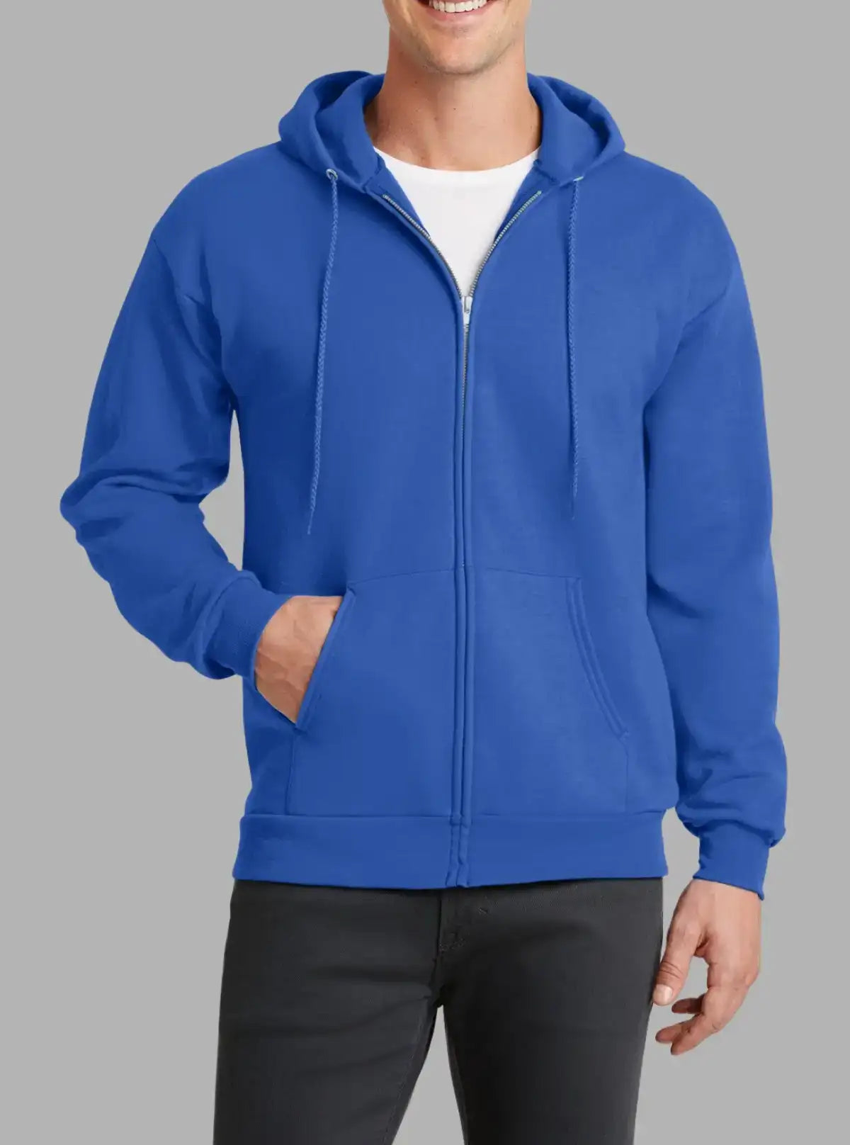 Men’s Royal Blue 300gsm Hooded Zipper Sweatshirt – Promo Thread