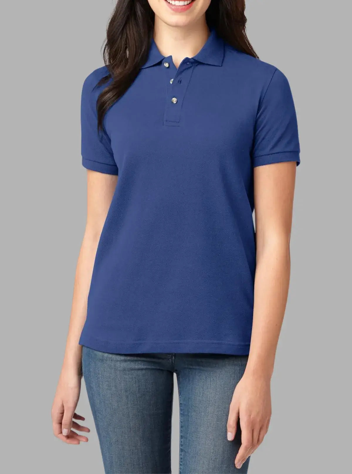 Women’s Royal Blue Solid Polo T-Shirt 240 GSM Cotton | Promo Thread