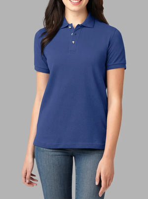 Women’s Royal Blue Solid Polo T-Shirt 240 GSM Cotton | Promo Thread