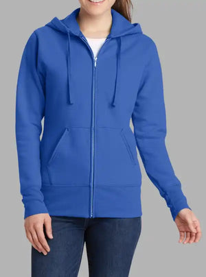 Women’s 300gsm Royal Blue Zipper Hoodie – Soft Poly Cotton Sweatshirt