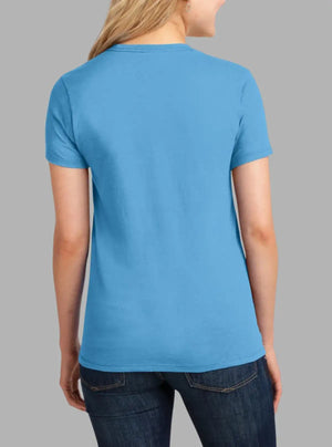 Women’s Sea Blue Cotton T-Shirt 180 GSM | Premium Crew Neck