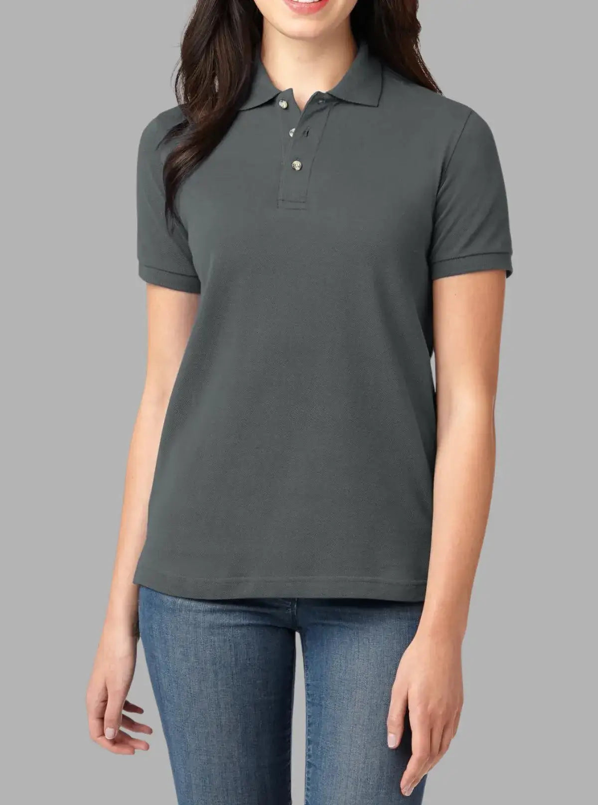 Women’s Steel Gray Solid Polo T-Shirt 240 GSM Cotton | Promo Thread