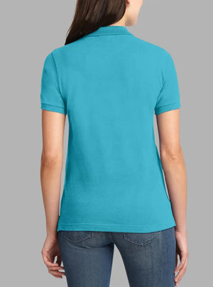 Women’s Turquoise Solid Polo T-Shirt 240 GSM Cotton | Promo Thread