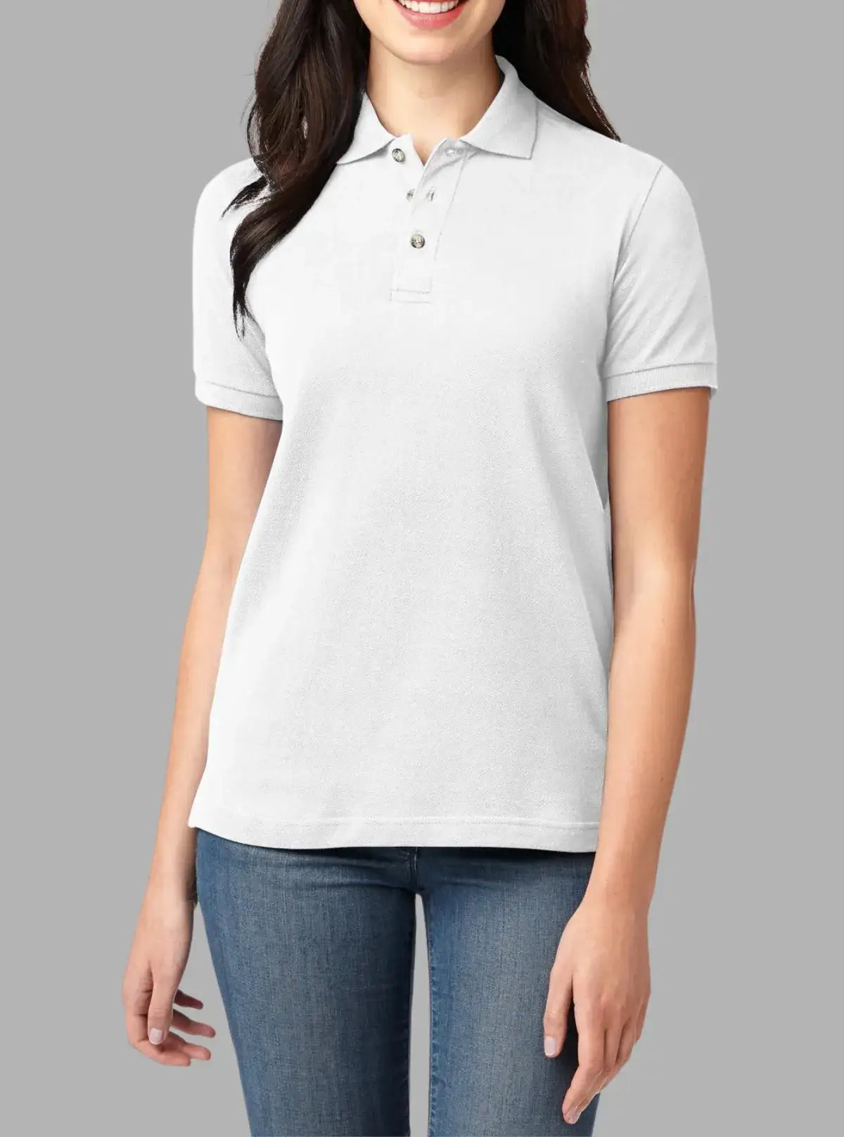 Women’s White Solid Polo T-Shirt 240 GSM Cotton | Promo Thread